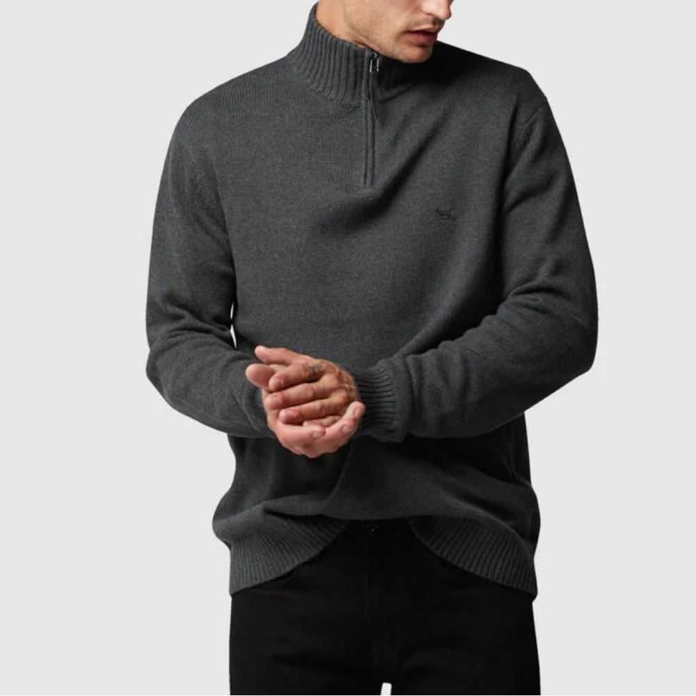 Rodd & Gunn 1/4 zip knit cotton sweater Mens size medium Granite dark gray - Picture 1 of 8